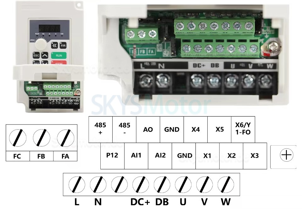 5,5kW Frequenzumrichter (VFD) H100-5.5S2/T4 220V/380V f&uuml;r CNC-Spindelmotor und Graviermaschine